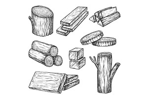 Set of chopped wood or vector cut, an Object Illustration by Elegant Solution