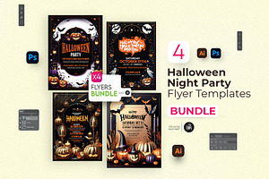Halloween Night Party Flyer Bundle, a Flyer Template by Aam360