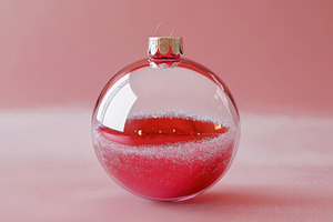 Red decorative glass ornament with s, a Photo by Tanuart