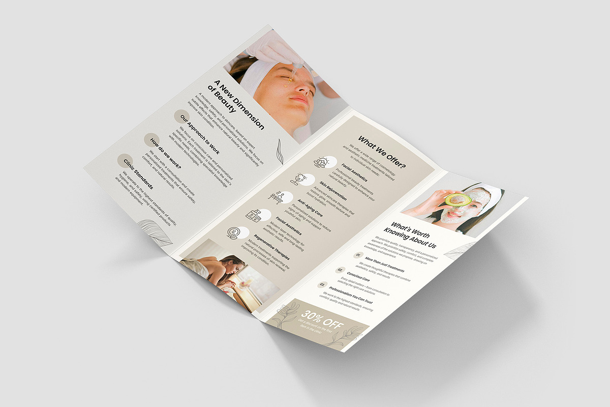 Beauty Clinic Brochure Trifold Canva, a Brochure Template by artbart (Photo 7 of 9)