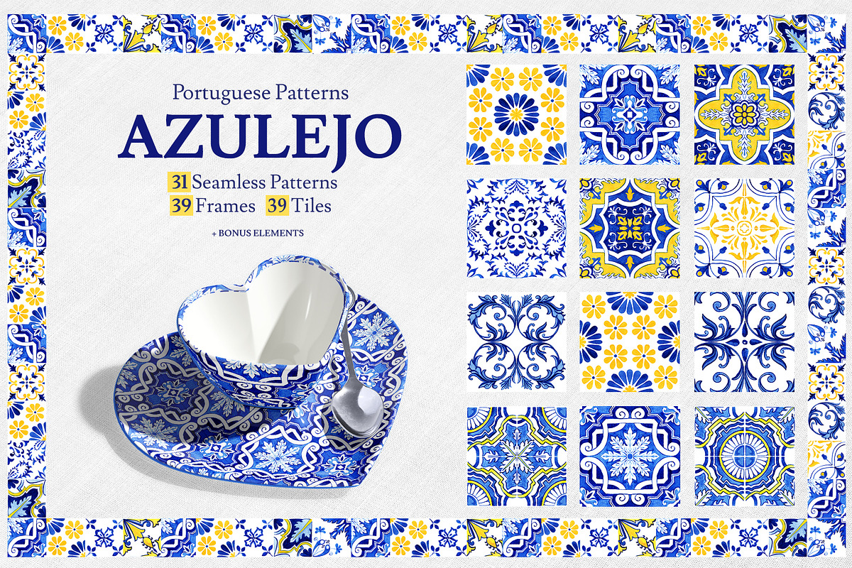 Portuguese Azulejos Tiles & Patterns, a Pattern Graphic by ilonitta (Photo 1 of 17)