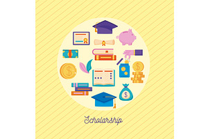 loans scholarship in circle, an Education Illustration by studiogstock