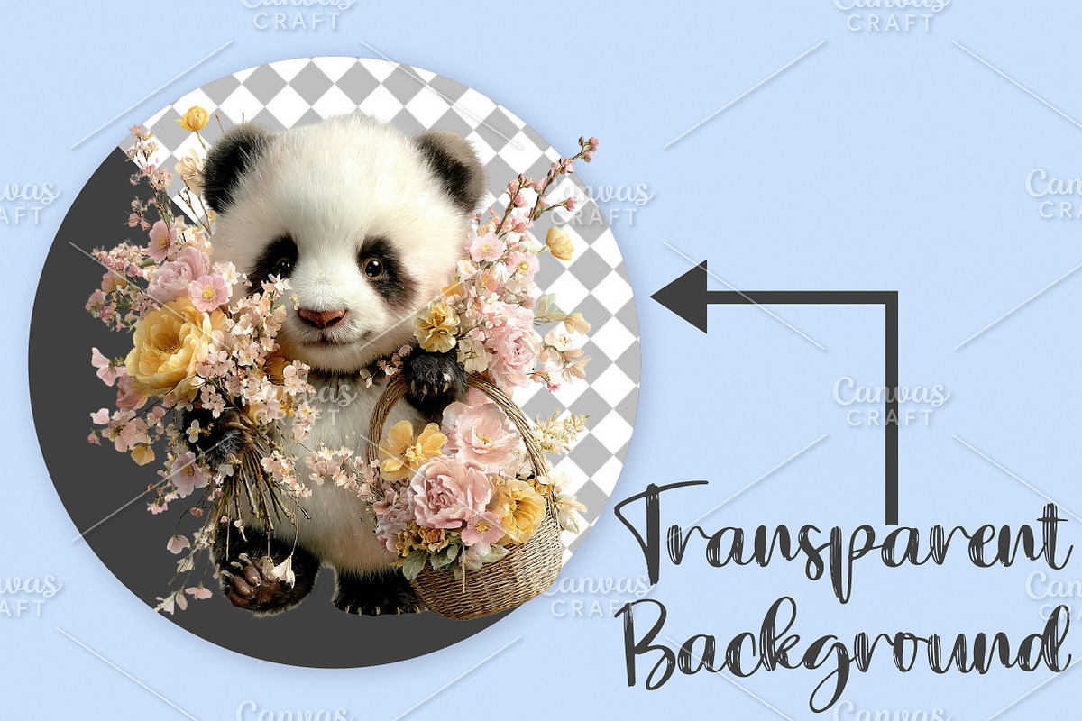 Watercolor Spring Panda Clipart PNG, an Illustration by Canvas Craft (Photo 2 of 7)