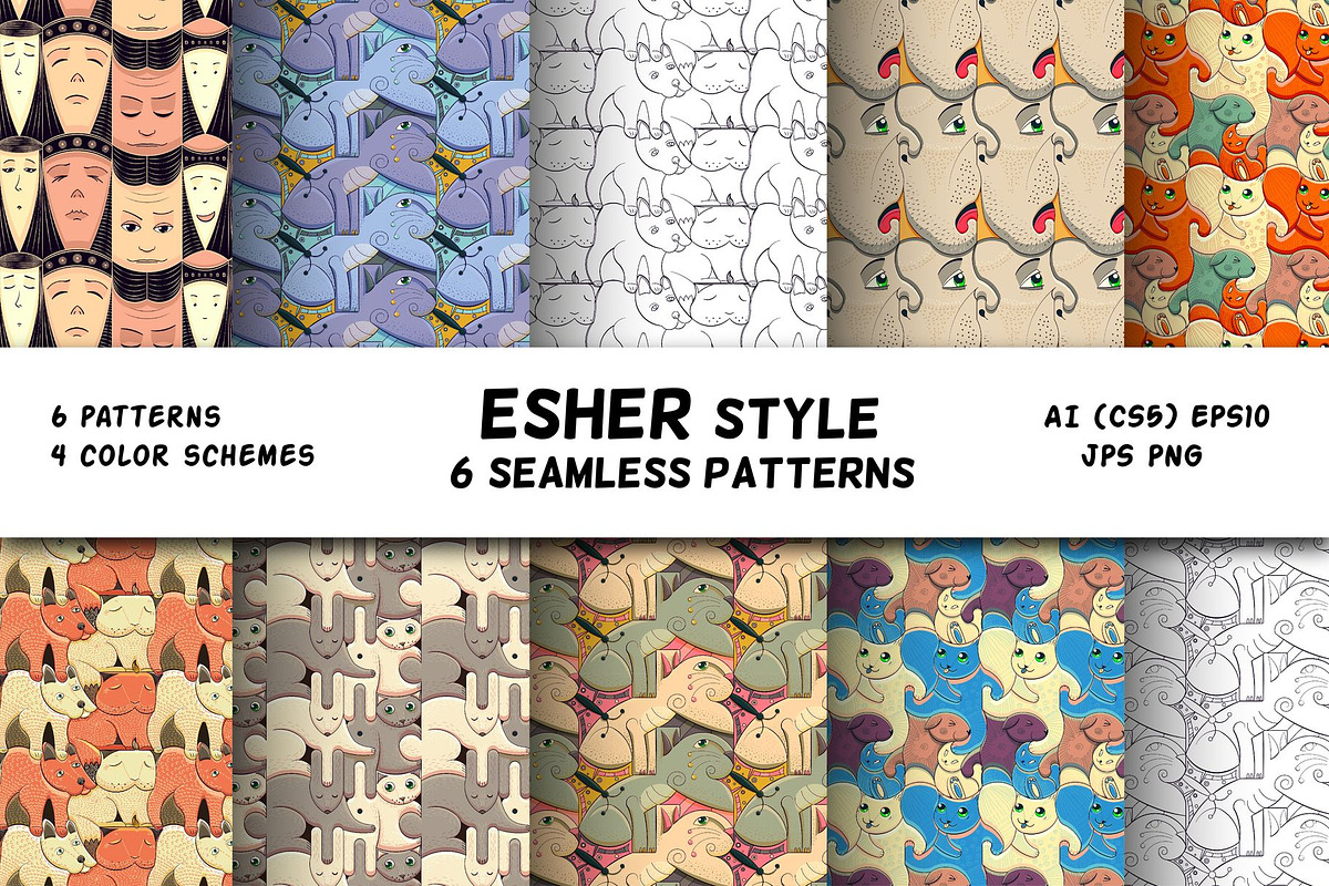 ESCHER seamless pattern, a Pattern Graphic by Ira_Lacrimosa (Photo 1 of 8)