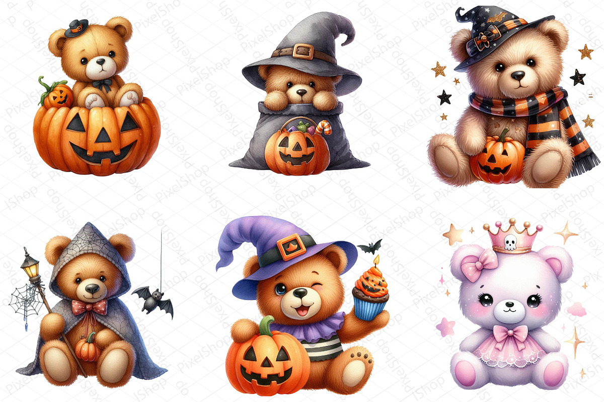 Halloween Teddy Bear Clipart, an Illustration by DreamPrint404 (Photo 6 of 6)
