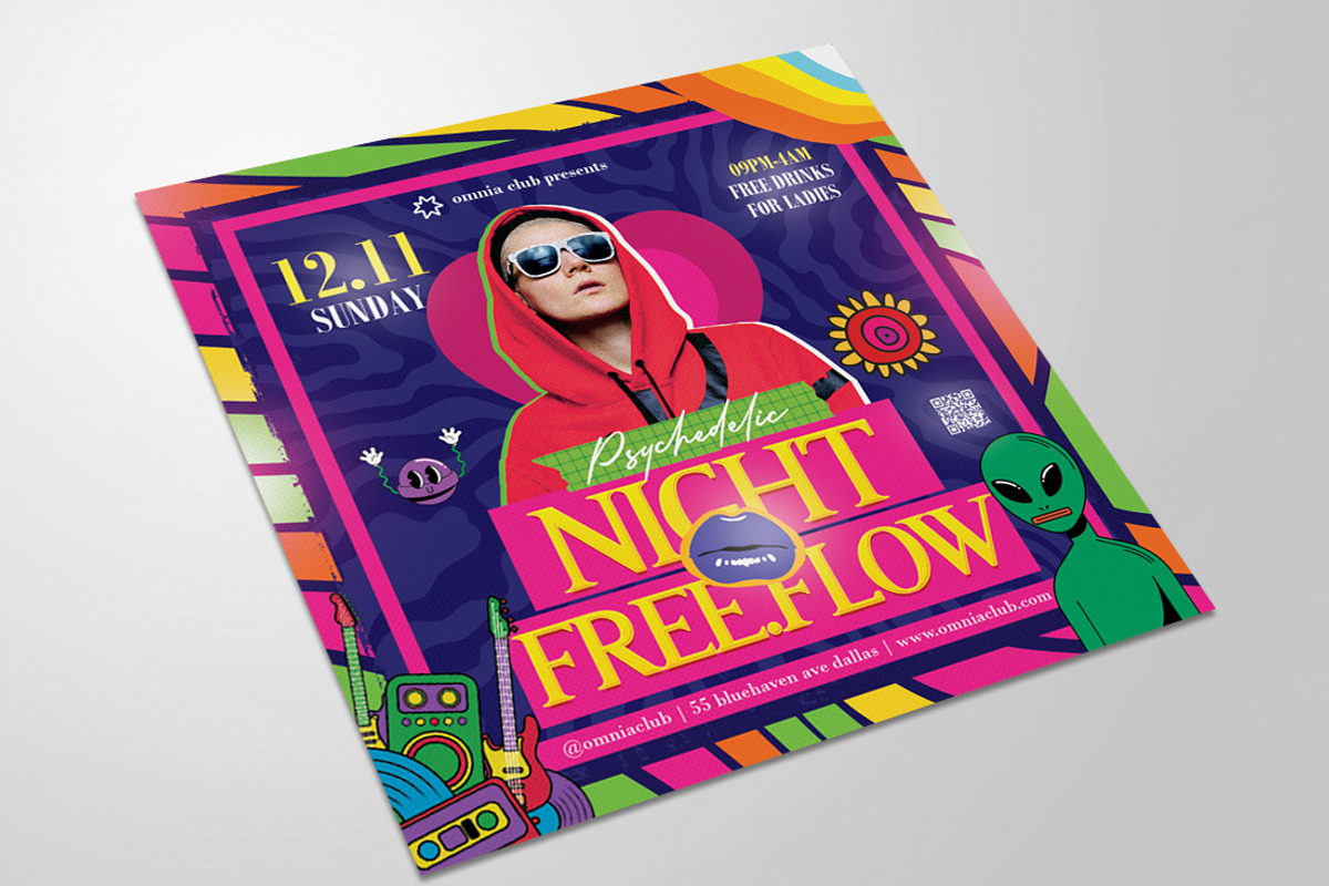 Psychedelic Party Flyer, a Flyer Template by Design Addict