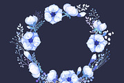 Watercolour clipart Blue Wreaths, a Decorative Illustration by AqwaColor (Thumbnail 4 of 5)
