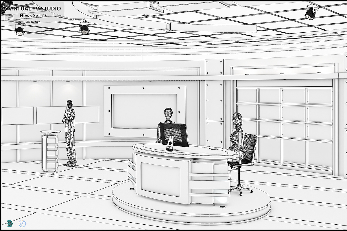 Virtual TV Studio News Set 27, an Architecture 3D Model by akerStudio (Photo 27 of 49)