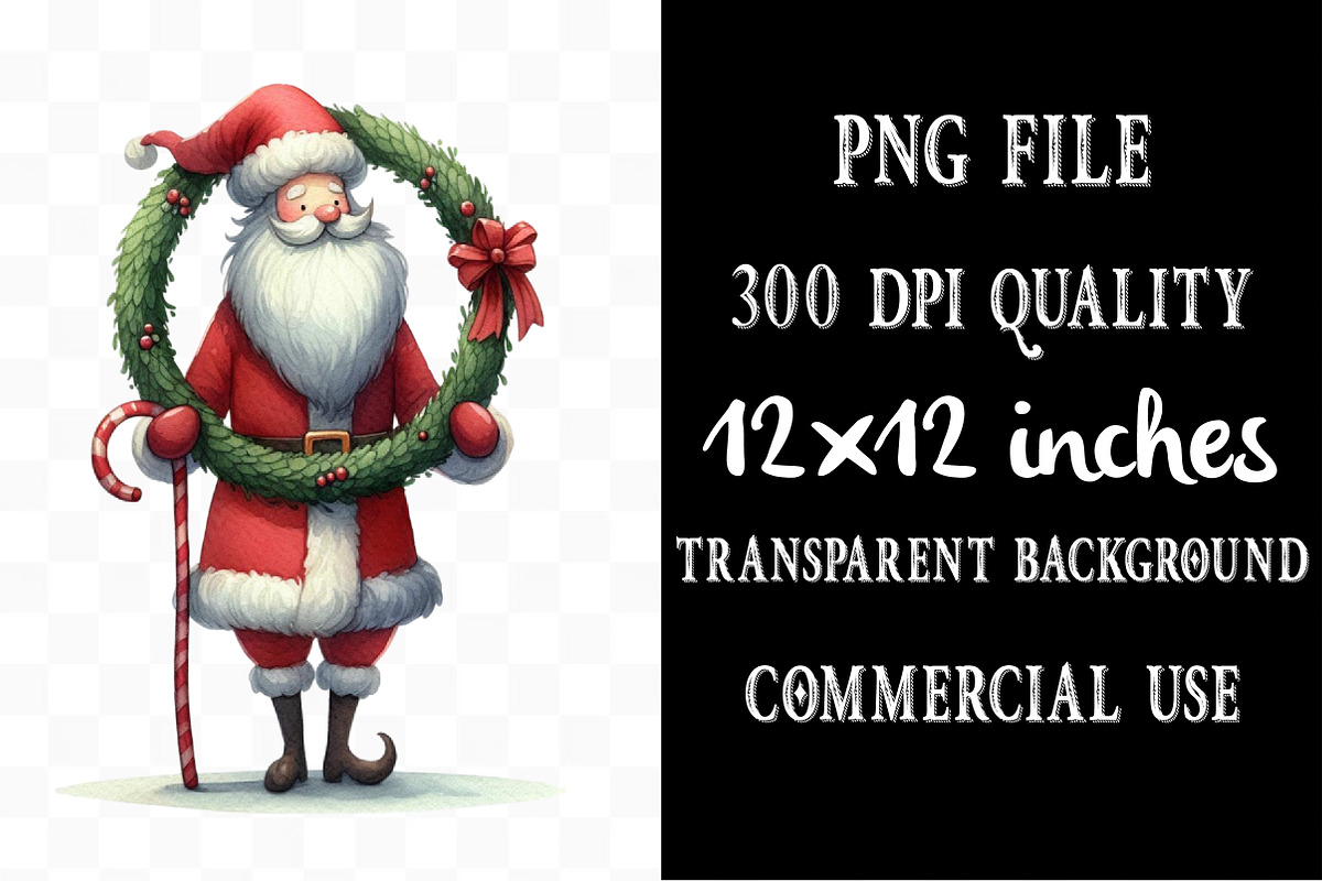 Watercolor Funny Skinny Santa PNG, an Illustration by Designking (Photo 4 of 5)