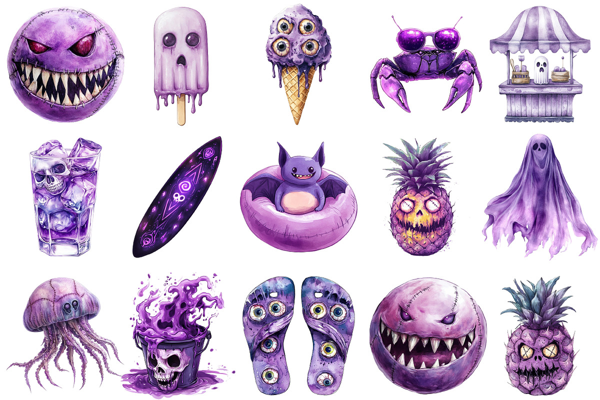 Watercolor Spooky Summer PNG, an Illustration by SinaCreation (Photo 2 of 5)