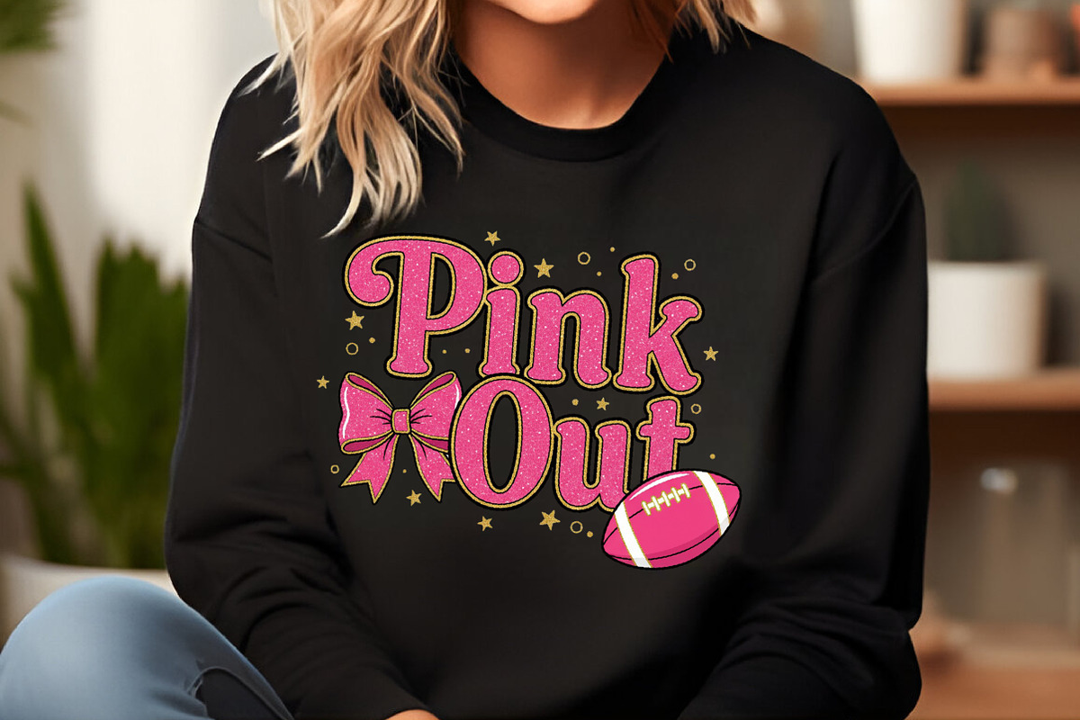 Preppy Pink out Football Bow Png, an Illustration by SinaCreation (Photo 4 of 7)