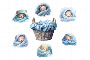 Blue Teddy Bear Clipart Bundle