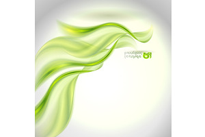 Abstract green waving background, an Illustration by Valenty