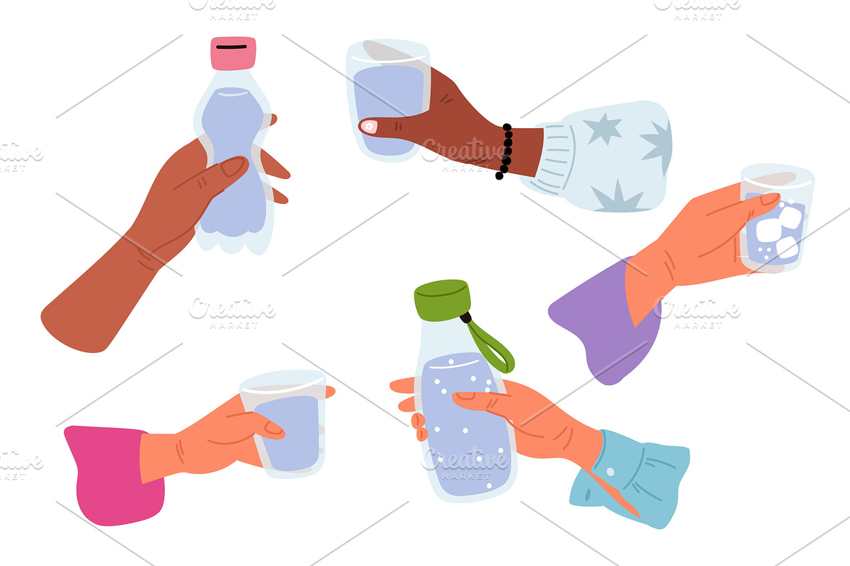 Female hands holding glasses and, a Food Illustration by Vectorbuum