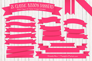 Hot Pink Ribbon Banner Clipart, an Illustration by Amanda Ilkov