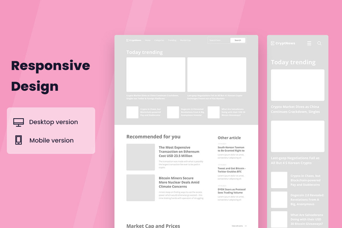 Crypto News Wireframe Website, a Wireframe Template by INSPR STD (Photo 3 of 6)