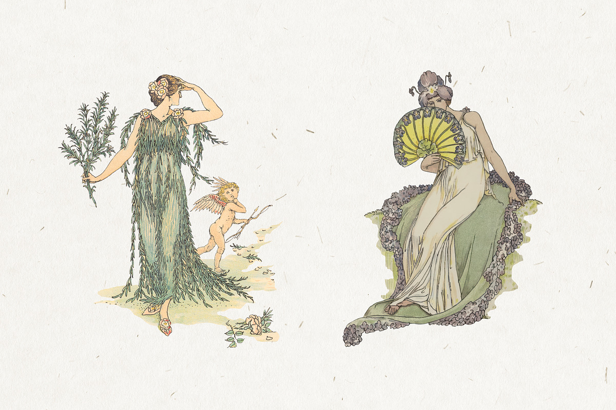 Vintage Floral Women in Art Nouveau, a Person Illustration by Patterns for Dessert (Photo 3 of 9)