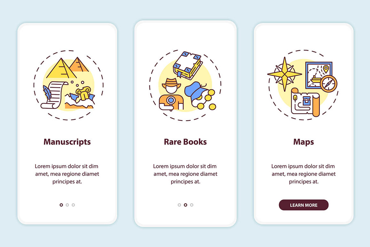 Archive collections mobile app pages, a Templates & Theme by IMG Visuals