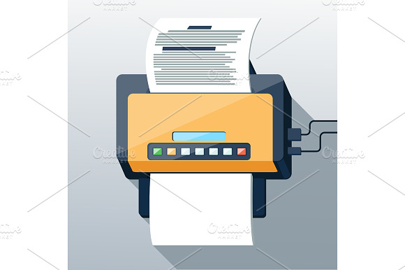 Fax icon in flat design long shadow preview 2