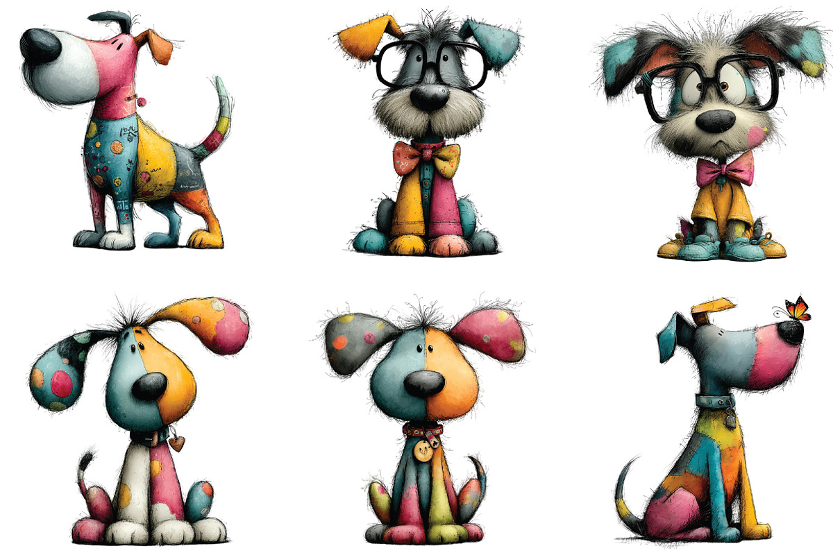 whimsical Colorful Dog Clipart, an Illustration by CraftArtStudio (Photo 5 of 6)