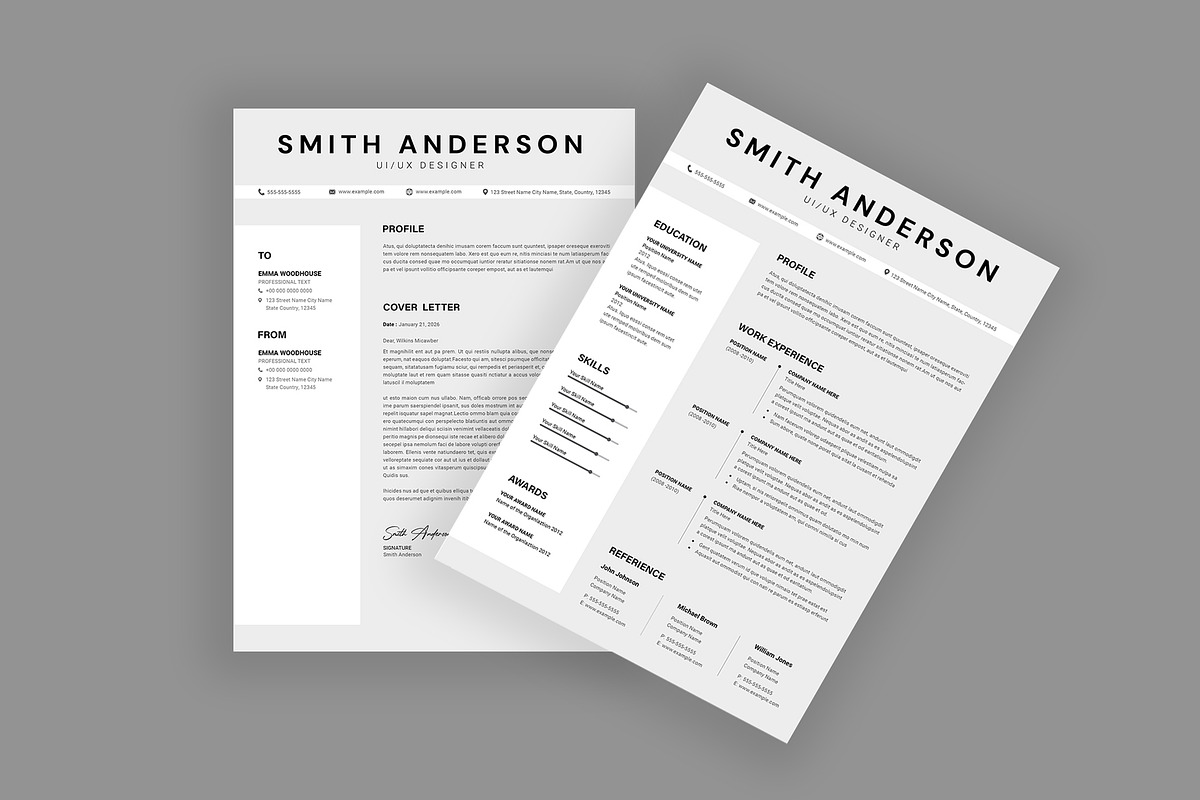 Modern Resume Cover Letter Template, a Resume Template by PixelStudio (Photo 2 of 4)