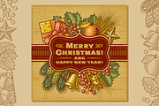 Merry Christmas Retro Card, a Decorative Illustration by Retro Graphics (Thumbnail 1 of 2)