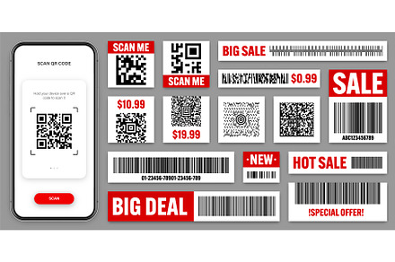 Product barcodes and QR codes, an Illustration by 32pixels