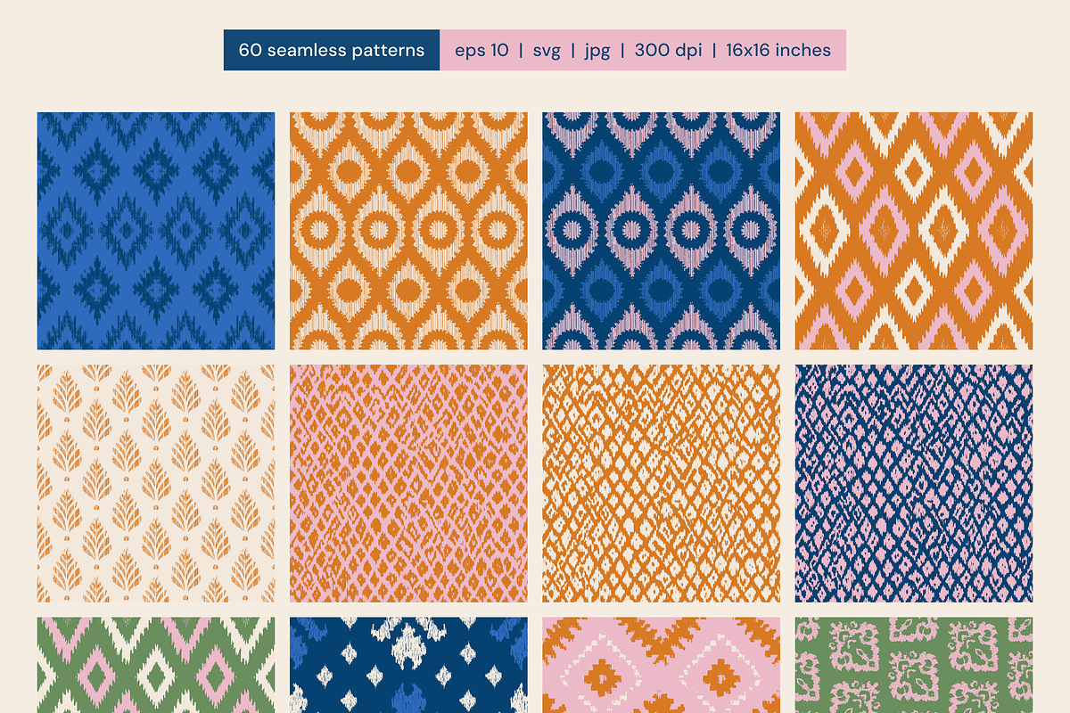 IKAT PRINTS ethnic textured patterns, a Pattern Graphic by SappiStudio (Photo 6 of 14)