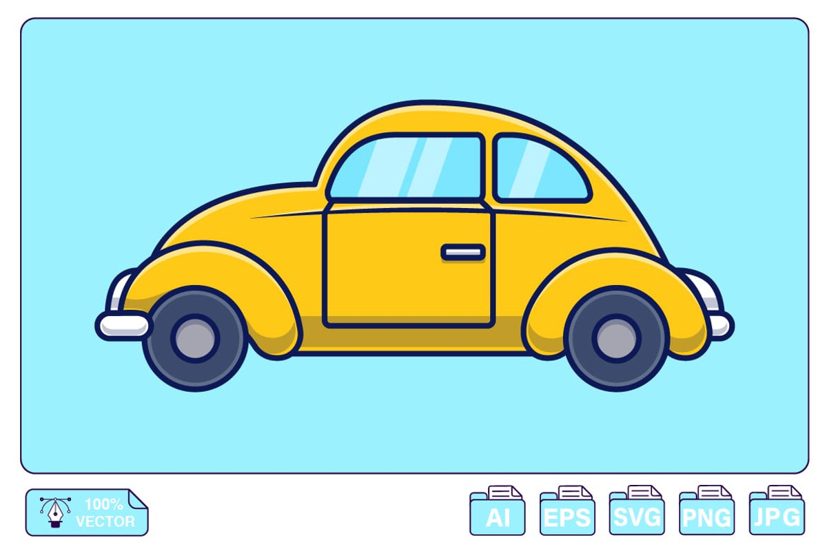 Volkswagen Beetle Car Cartoon, a Transportation Illustration by Artstorystudio (Photo 1 of 3)