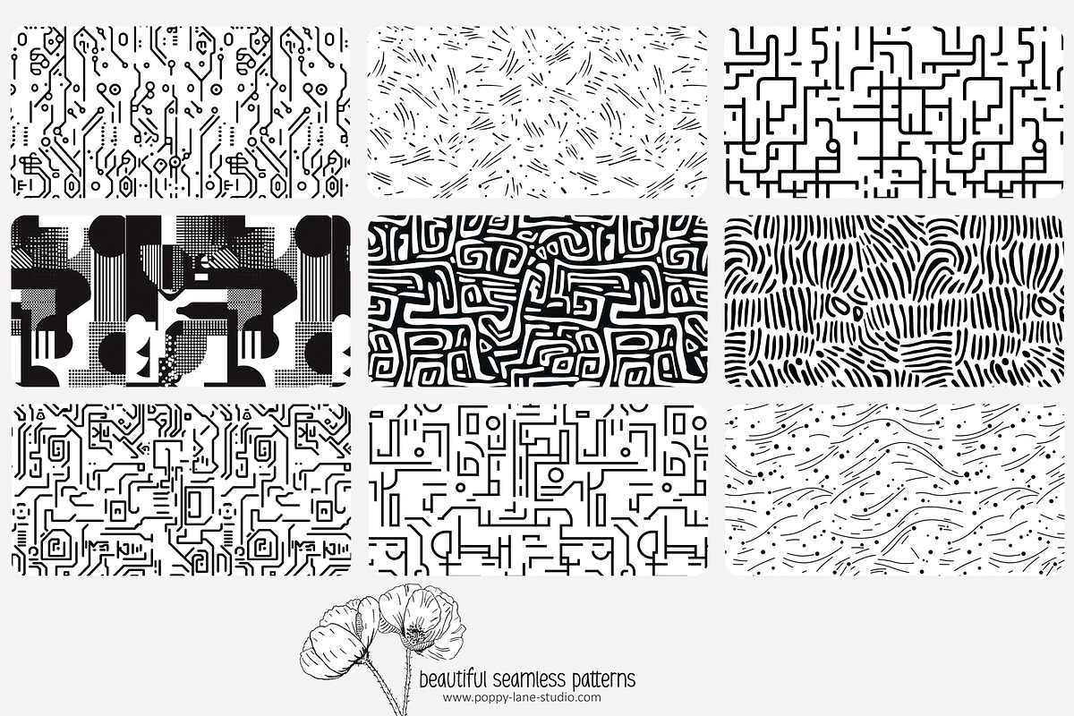 80 abstract b/w seamless pattern, a Pattern Graphic by Poppy Lane Studio (Photo 7 of 11)