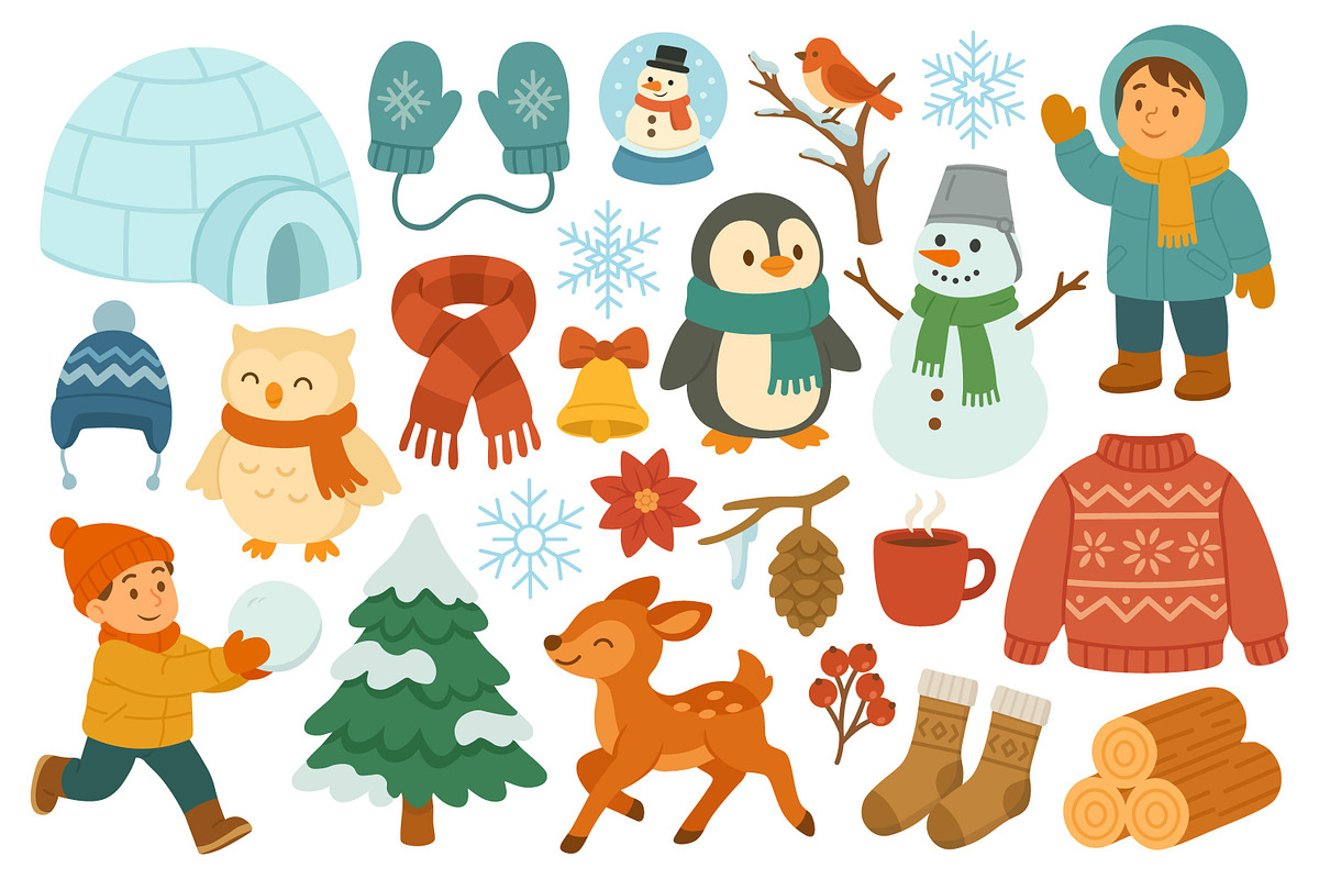 Winter Set, a Seasonal Illustration by ananastya (Photo 3 of 9)