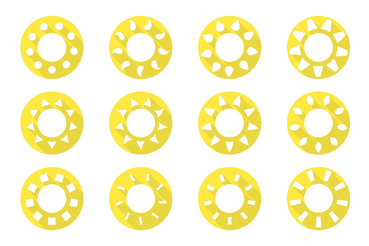 Vector sun icons set. Flat design., an Emoji Icon by ExpressShop (Photo 1 of 2)