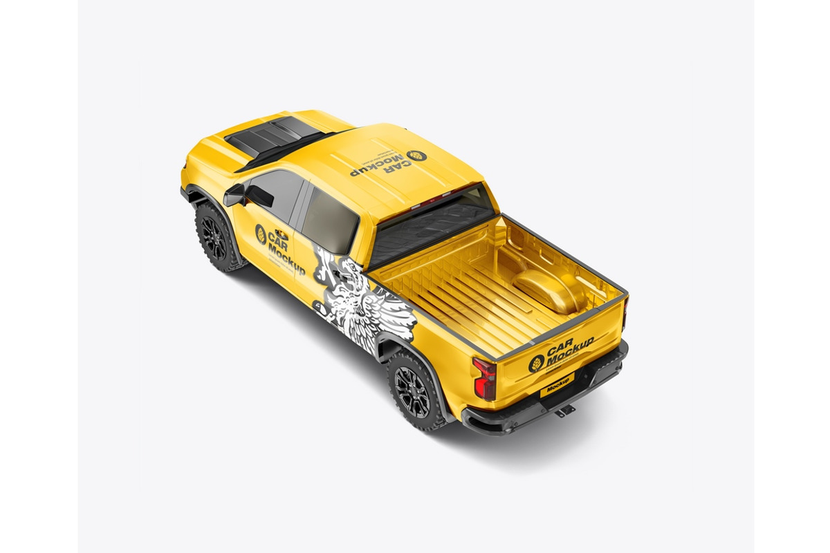 Pickup Truck Mockup, a Product Mockup by OneVectorStock (Photo 6 of 16)