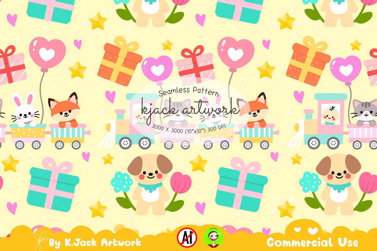 Baby Shower Train Adventure Seamless, a Background Graphic by K.JackArtwork (Photo 1 of 8)