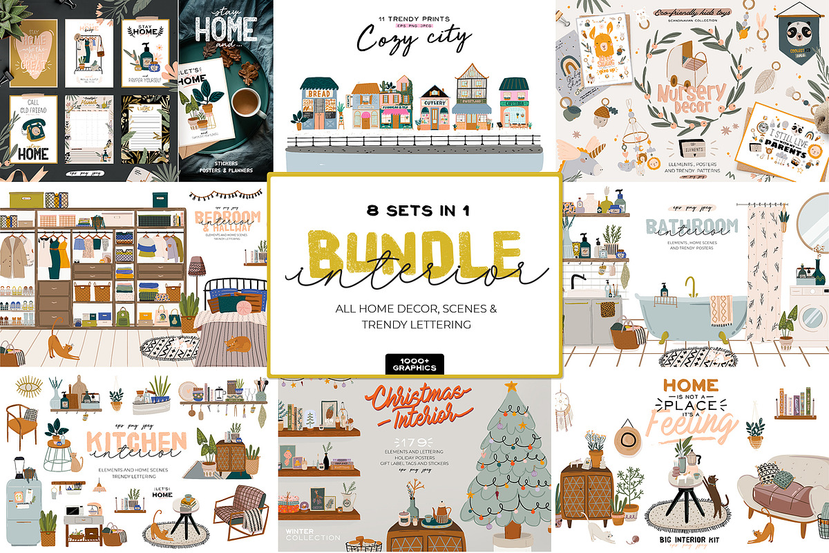 Home INTERIOR & House DECOR BUNDLE, an Object Graphic by Ruslana Lubenets (Photo 1 of 41)
