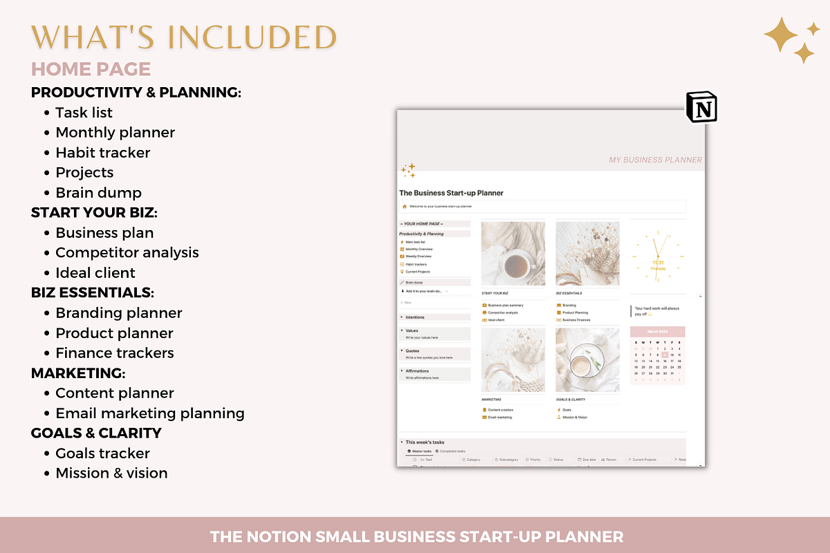 Notion template business planner, a Templates & Theme by Cate Creates (Photo 3 of 8)