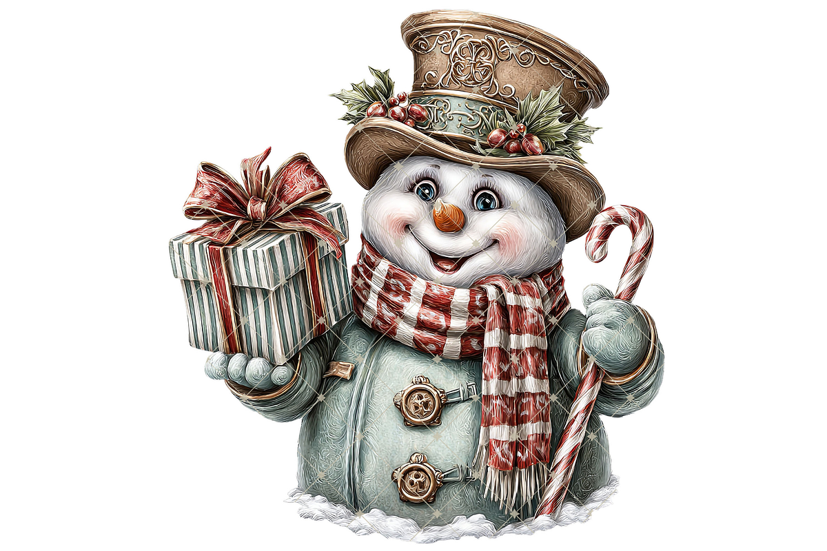 Snowman With Gift Clipart PNG, an Illustration by Memories By Lea (Photo 13 of 17)