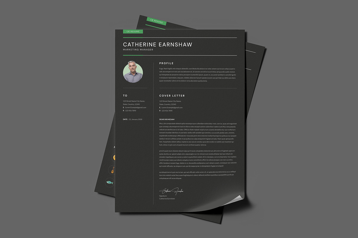 Black Modern Resume Template / CV, a Resume Template by PixelStudio (Photo 6 of 6)