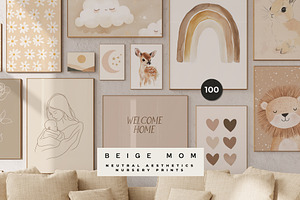 BEIGE MOM — NEUTRAL NURSERY PRINTS, a Background Graphic by Lana Elanor