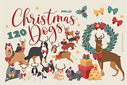 Christmas and New Year dogs clipart, an Illustration by Siriliadka Dreams (Thumbnail 1 of 8)