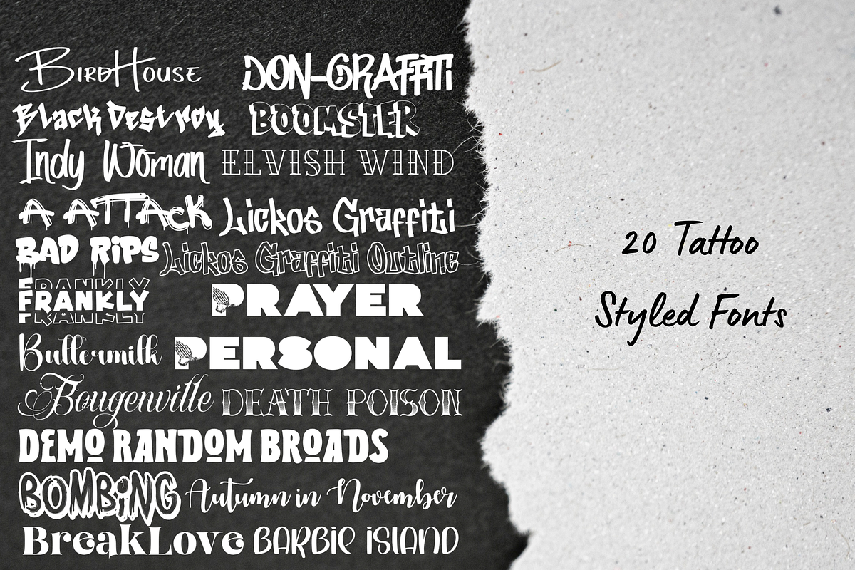 20 Tattoo & Graffiti Fonts Bundle, a Blackletter Font by Wicked Creative (Photo 5 of 5)