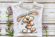 Whimsical Easter Bunny Clipart, an Illustration by OK Design (Thumbnail 6 of 6)