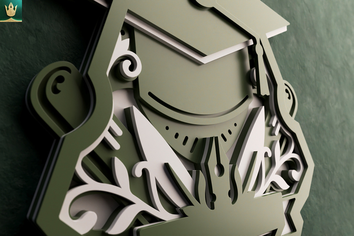 Graduation Cap Wall Art 3D Layered, an Object Illustration by pixaroma (Photo 8 of 8)