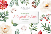 Magical Winter.Watercolor collection, an Animal Illustration by Kate_Rina (Thumbnail 2 of 7)