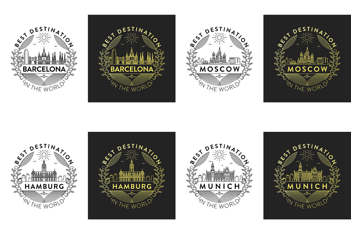 44 Linear City Badges, an Outline Icon by Kursat Unsal (Photo 16 of 25)