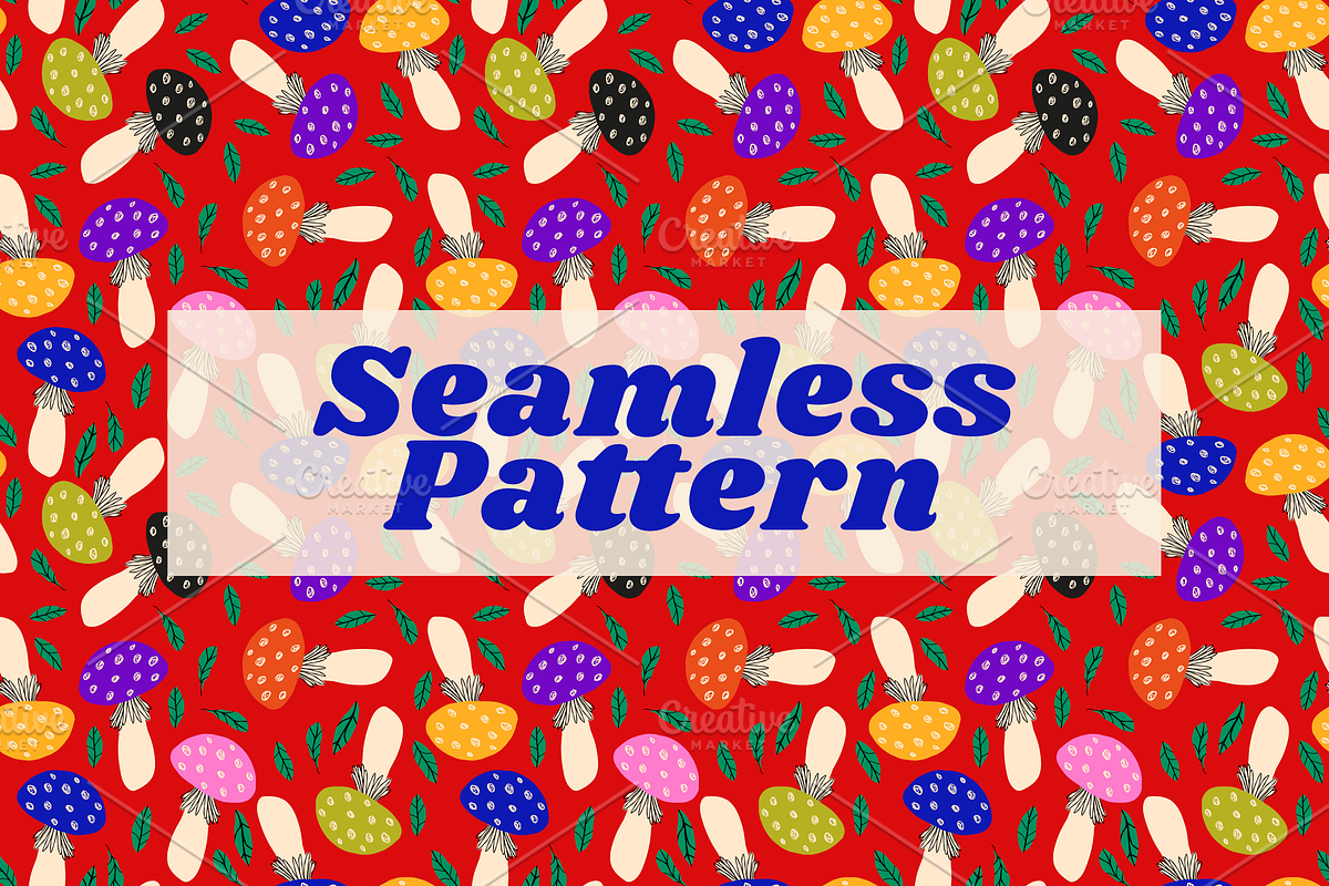Autumn Pattern with Mushrooms, a Pattern Graphic by Art's and patterns (Photo 1 of 3)