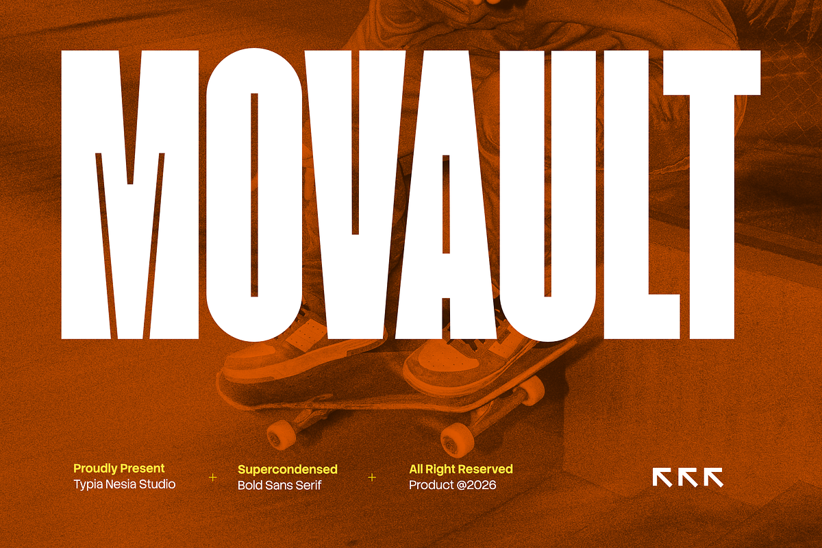 Movault – Bold Super Condensed Sans, a Sans Serif Font by Typia Nesia (Photo 1 of 11)