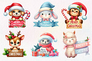 Merry Christmas Animals Clipart, an Illustration by Dream Creation (Thumbnail 7 of 7)