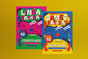 Blue Pop Teen Birthday Invitation, an Invitation Template by graphicook