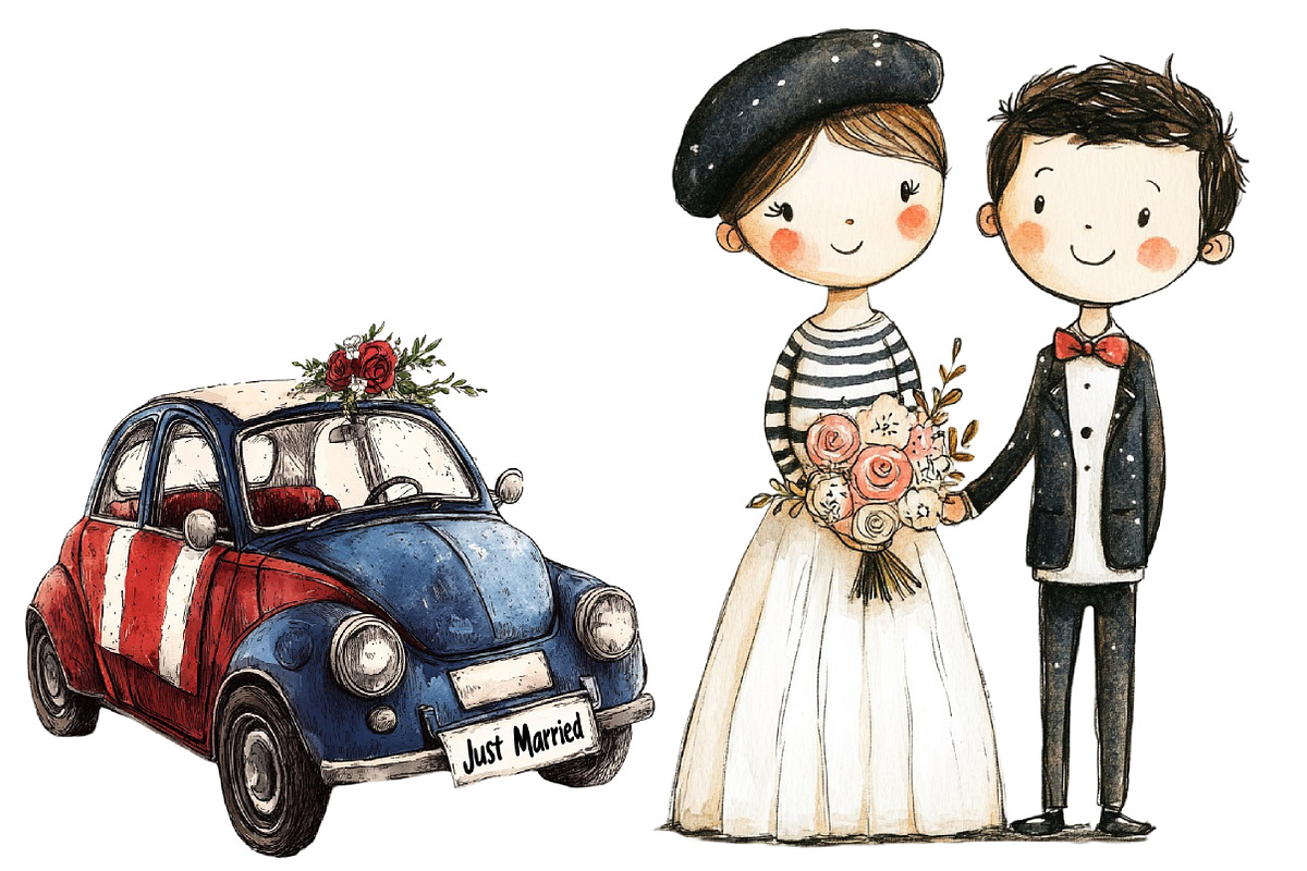 Parisian Just Married Clipart, an Illustration by Designworld (Photo 5 of 6)